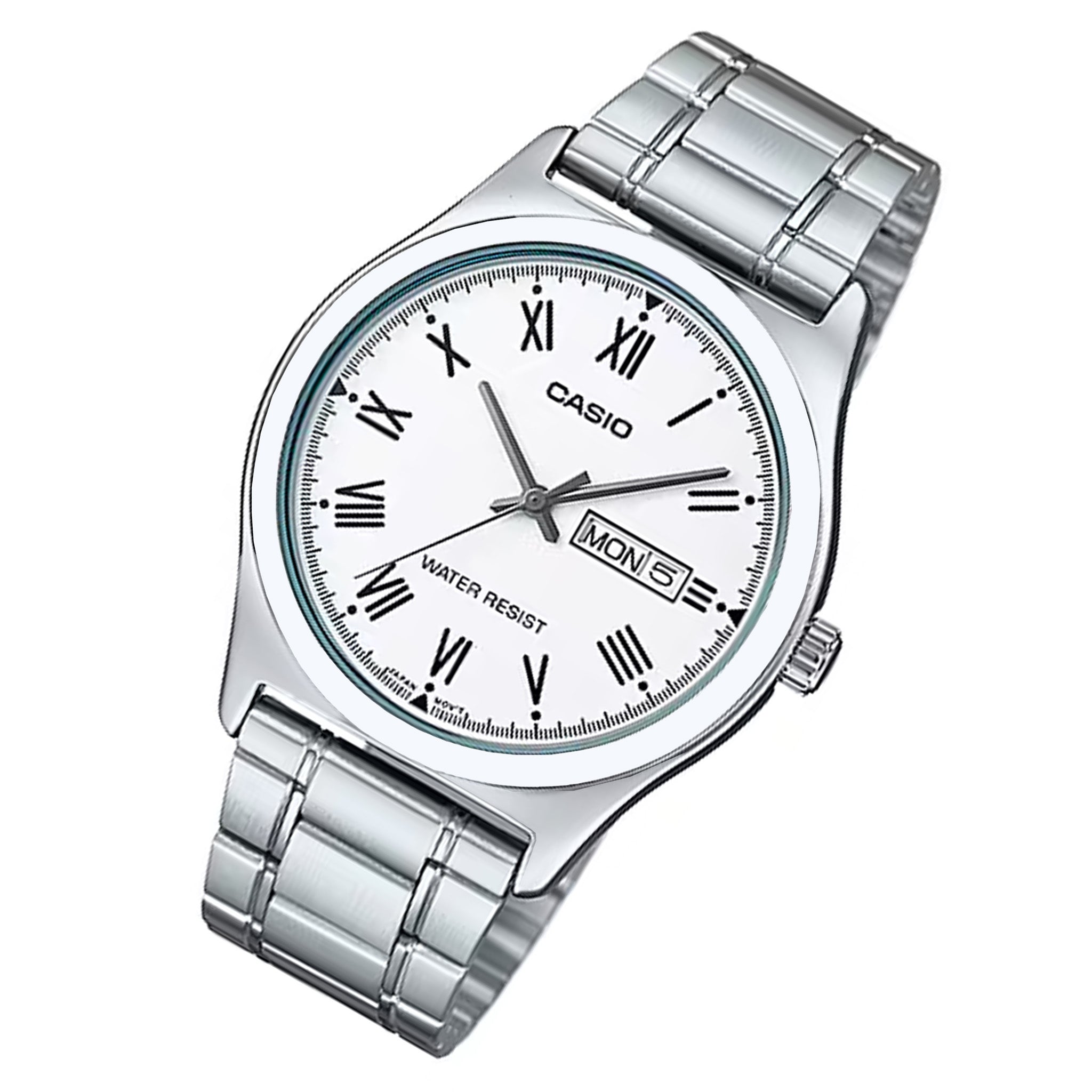 Casio Silver-Tone Steel White Dial Men's Watch - MTPV006D-7B - Image 2