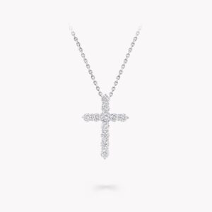 Round Diamond Cross Large Pendant