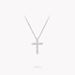 Round Diamond Cross Small Pendant