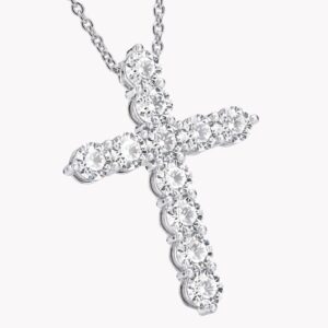 Round Diamond Cross Large Pendant