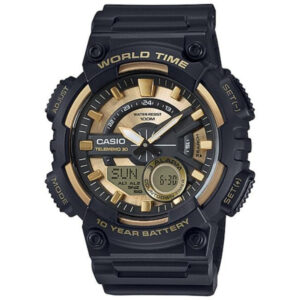 Casio World Time Black Resin Analogue-Digital Men's Watch - AEQ110BW-9A