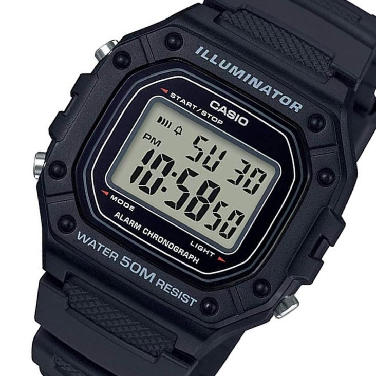 Casio Illuminator Black Resin Digital Unisex Watch - W218H-1A - Image 2