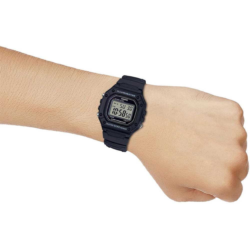 Casio Illuminator Black Resin Digital Unisex Watch - W218H-1A - Image 6