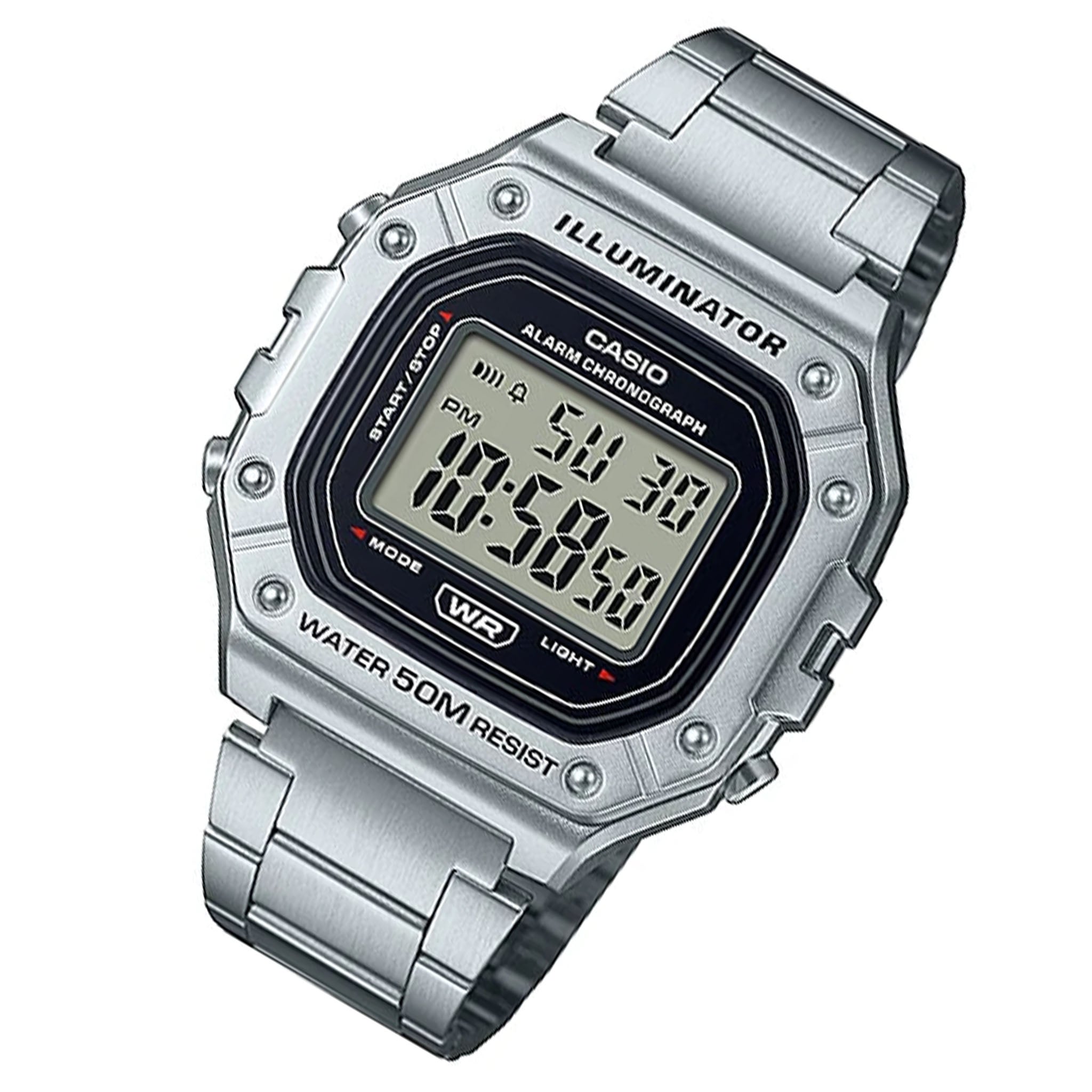 Casio Illuminator Stainless Steel Digital Men's Watch - W218HD-1A - Image 2