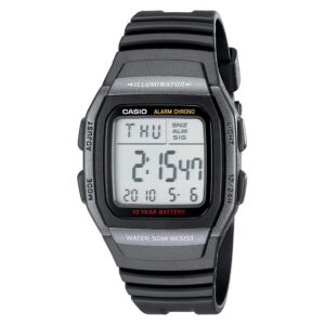 Casio Illuminator Grey and Black Dual Time Unisex Digital Watch - W96H-1B