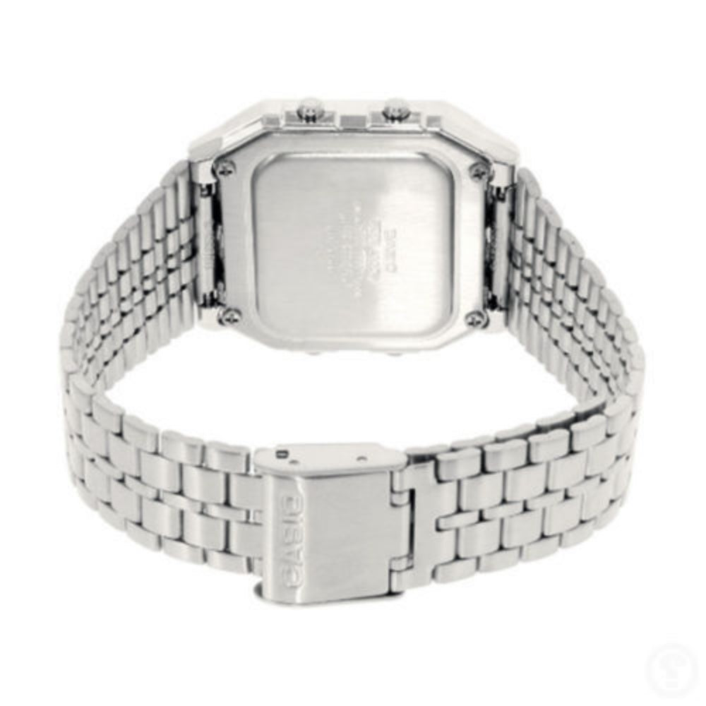 Casio Silver Retro World Time Unisex Digital Watch - A500WA-7D - Image 4