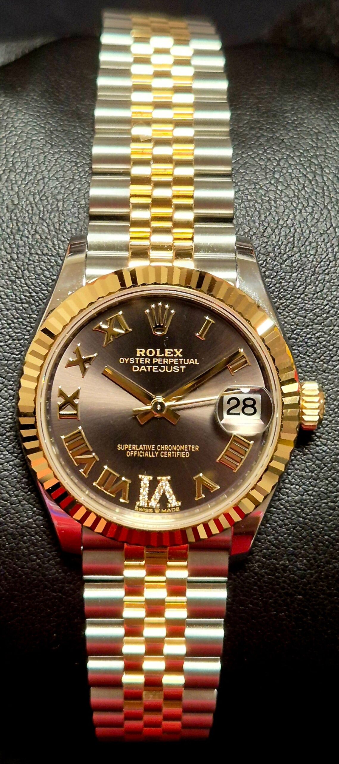 Rolex Datejust 31 Two Tone Yellow Gold Dark Grey Roman Numeral Diamond Dial Jubilee 278273 | 2024 | 31mm
