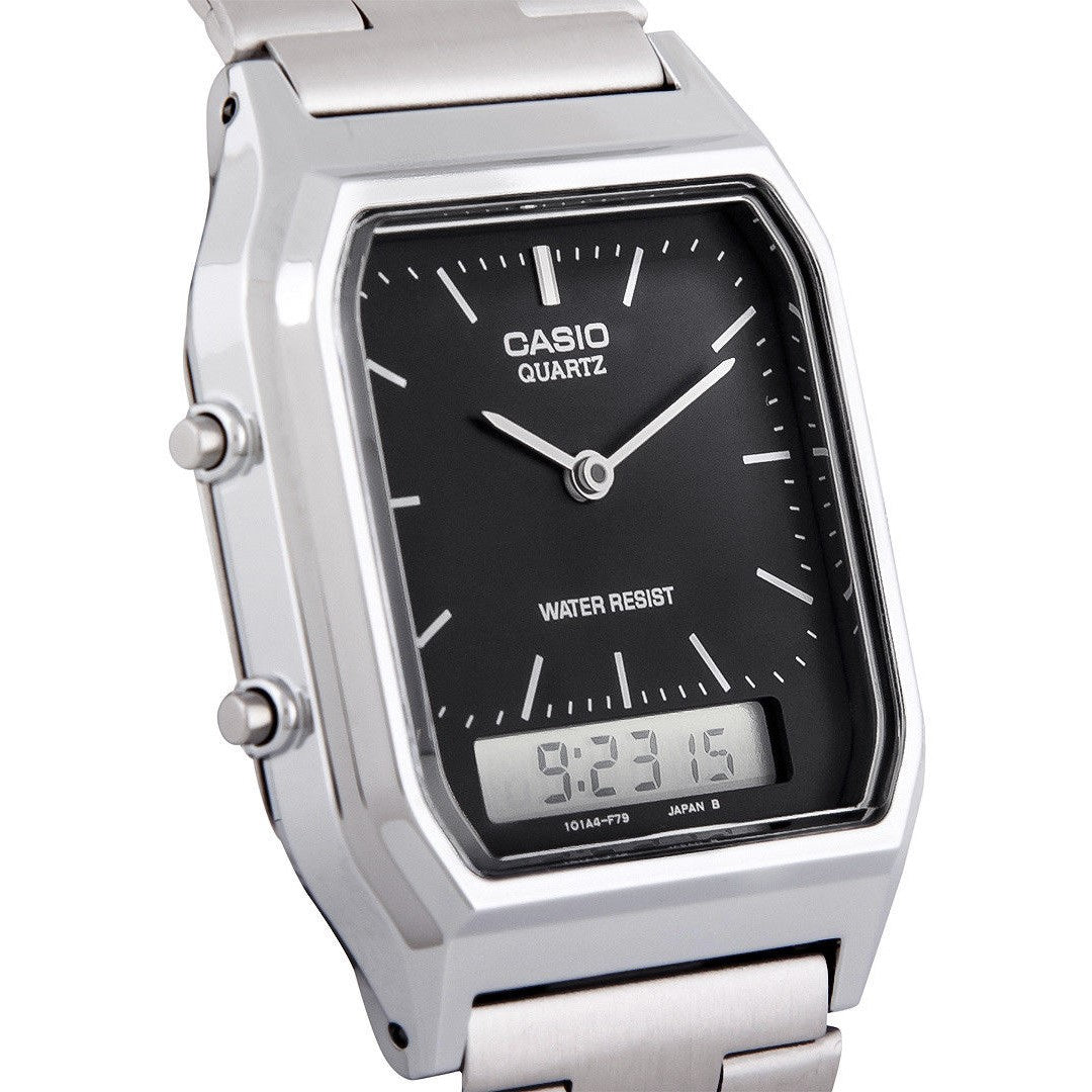 Casio Classic Silver Steel Analogue-Digital Unisex Watch - AQ230A-1D - Image 4